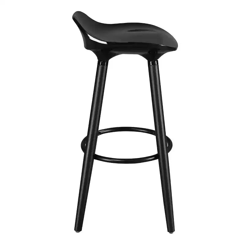 Caroline Bar Stool Noir Black - Adore Decor: Vintage-Inspired, Low Back, Wood Legs, Fixed Height