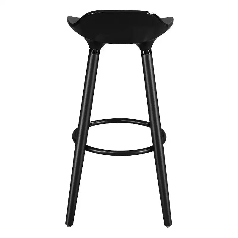 Caroline Bar Stool Noir Black - Adore Decor: Vintage-Inspired, Low Back, Wood Legs, Fixed Height