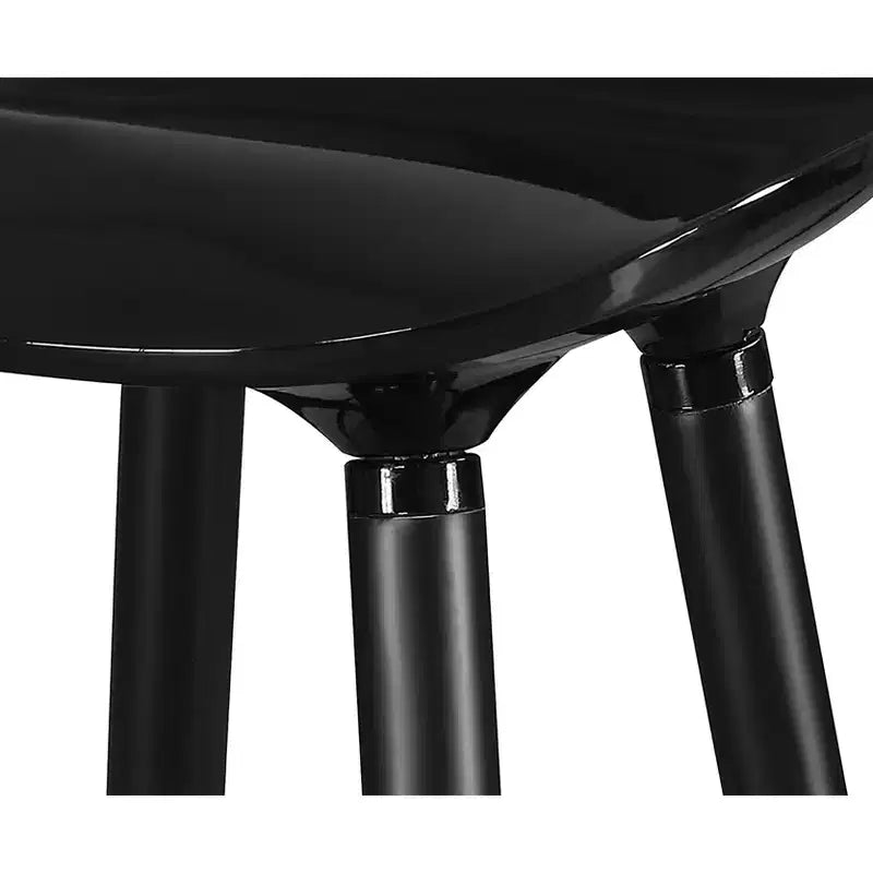 Caroline Bar Stool Noir Black - Adore Decor: Vintage-Inspired, Low Back, Wood Legs, Fixed Height
