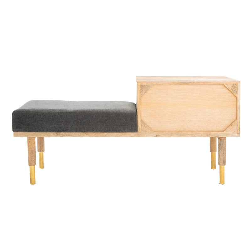 Banc moderne à 2 tiroirs avec assise coussinée - 109 cm (L) x 38 cm (P) x 53 cm (H) - 109Lx38Px53H