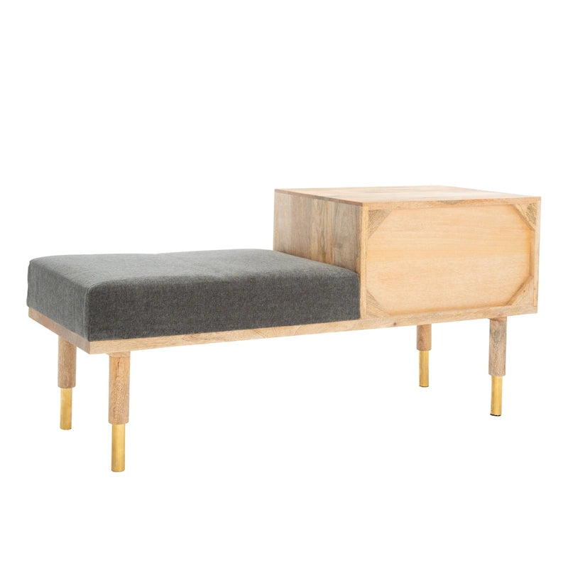 Banc moderne à 2 tiroirs avec assise coussinée - 109 cm (L) x 38 cm (P) x 53 cm (H) - 109Lx38Px53H