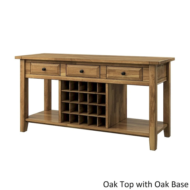 Buffet de service bicolore avec casier à vin en bois | Chêne/Noir/Antique | 20 bouteilles