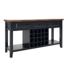 Buffet de service bicolore avec casier à vin en bois | Chêne/Noir/Antique | 20 bouteilles