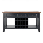 Buffet de service bicolore avec casier à vin en bois | Chêne/Noir/Antique | 20 bouteilles