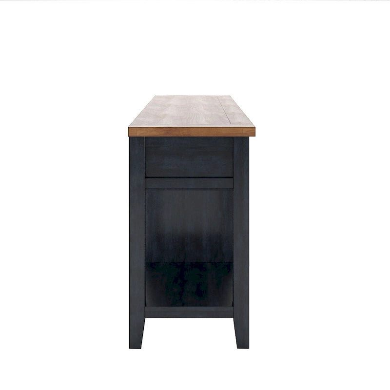 Buffet de service bicolore avec casier à vin en bois | Chêne/Noir/Antique | 20 bouteilles
