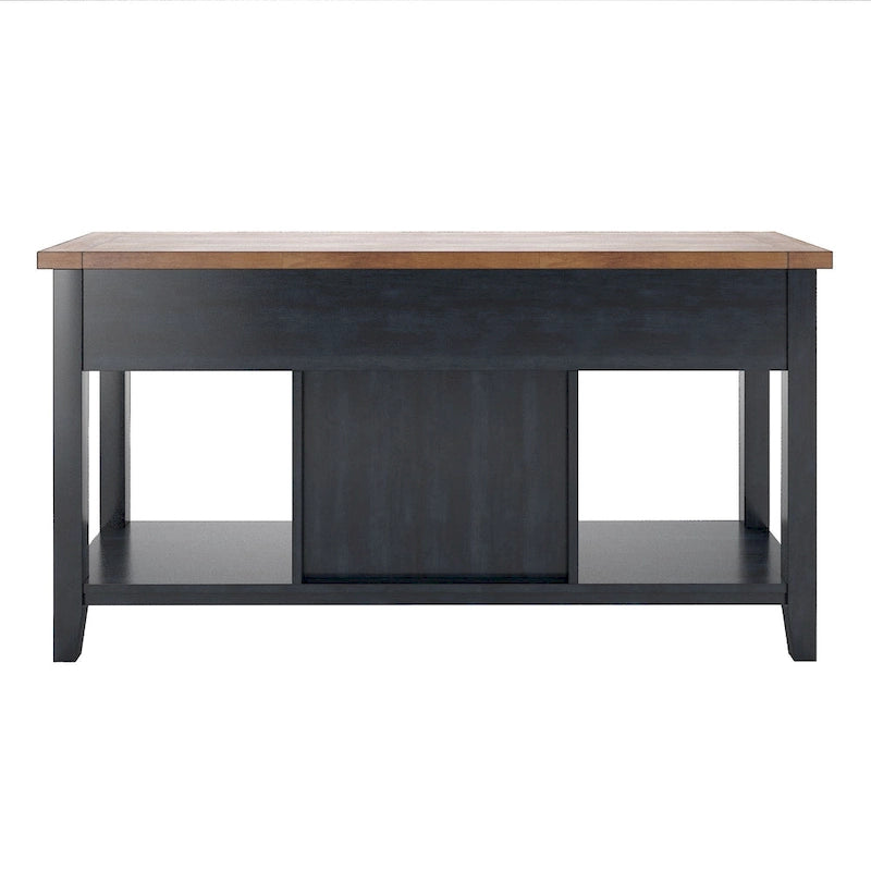 Buffet de service bicolore avec casier à vin en bois | Chêne/Noir/Antique | 20 bouteilles