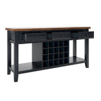 Buffet de service bicolore avec casier à vin en bois | Chêne/Noir/Antique | 20 bouteilles
