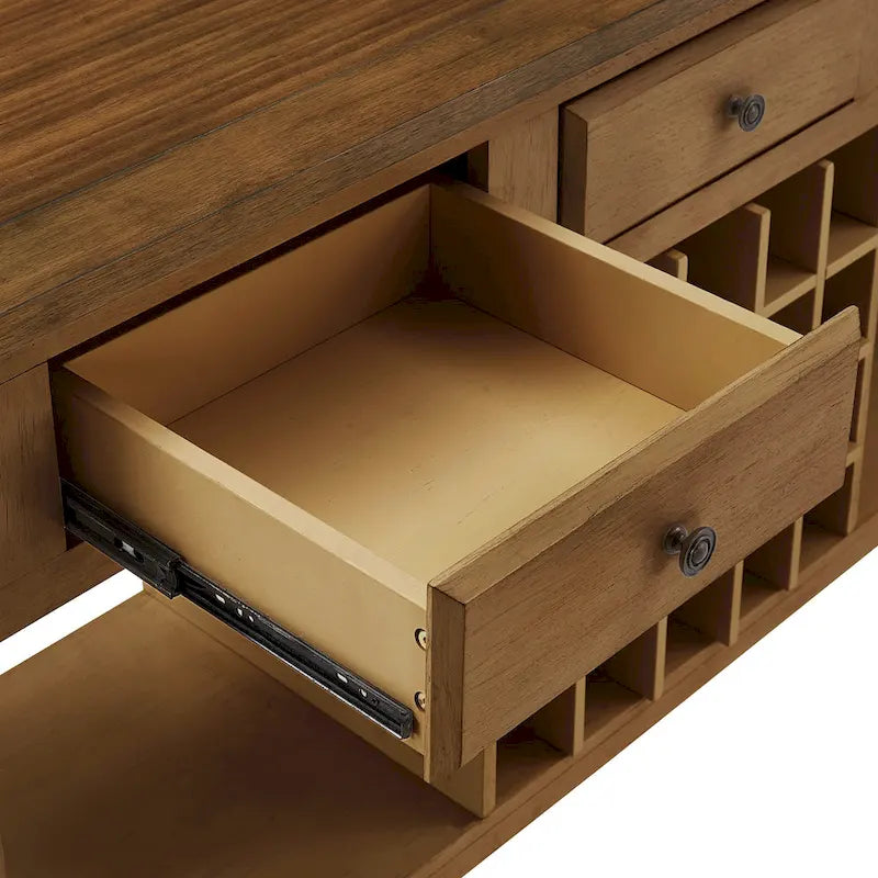 Buffet de service bicolore avec casier à vin en bois | Chêne/Noir/Antique | 20 bouteilles