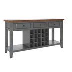 Buffet de service bicolore avec casier à vin en bois | Chêne/Noir/Antique | 20 bouteilles