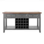 Buffet de service bicolore avec casier à vin en bois | Chêne/Noir/Antique | 20 bouteilles