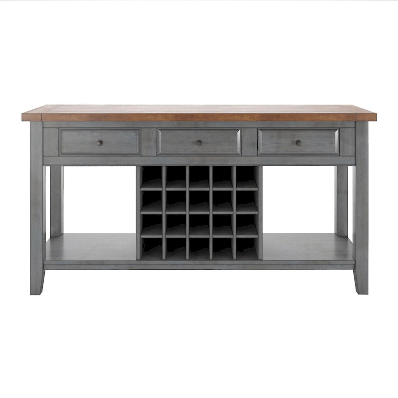 Buffet de service bicolore avec casier à vin en bois | Chêne/Noir/Antique | 20 bouteilles
