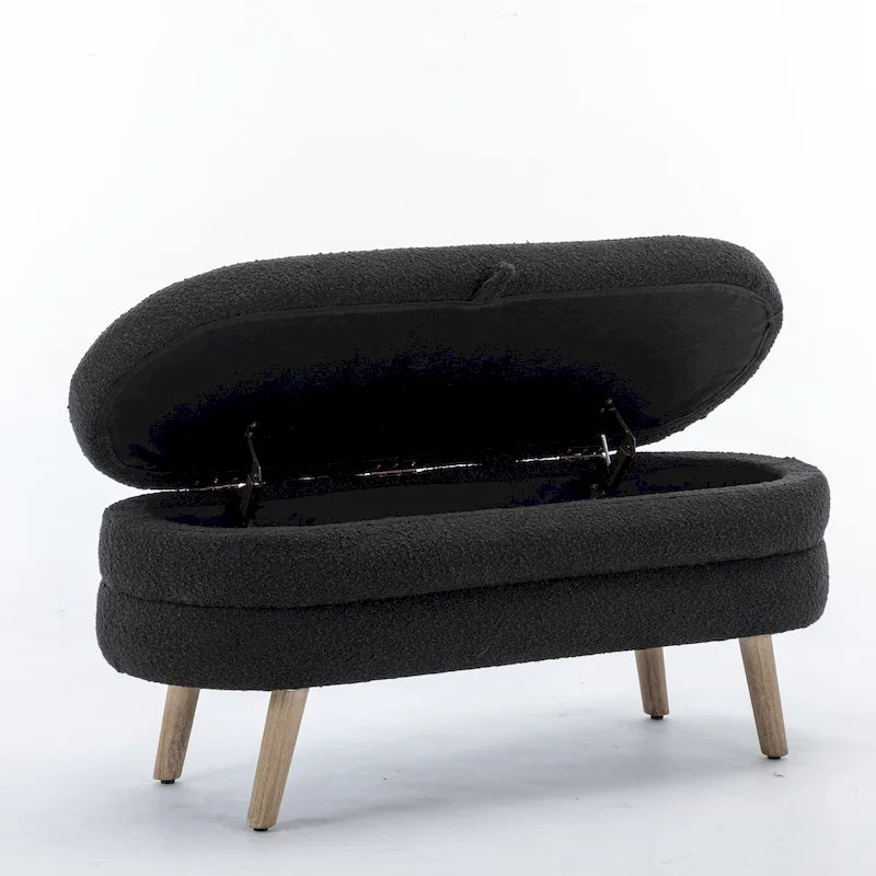 Banc de rangement pour chambre à coucher avec pieds en bois