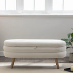 Banc de rangement pour chambre à coucher avec pieds en bois