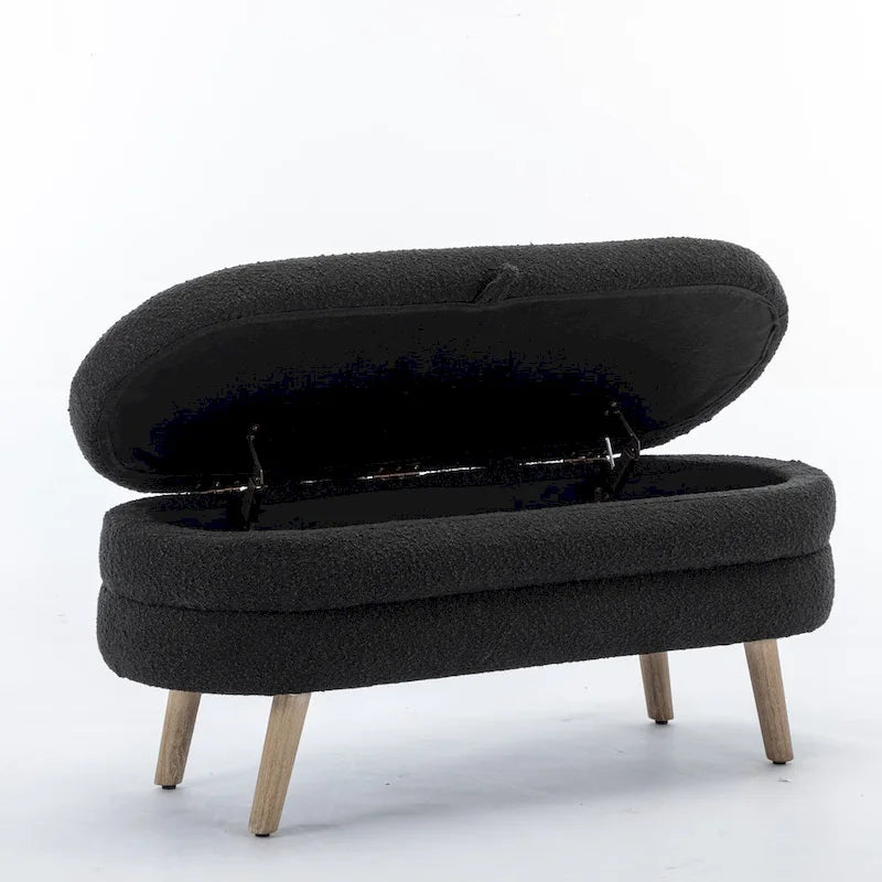 Banc de rangement pour chambre à coucher avec pieds en bois