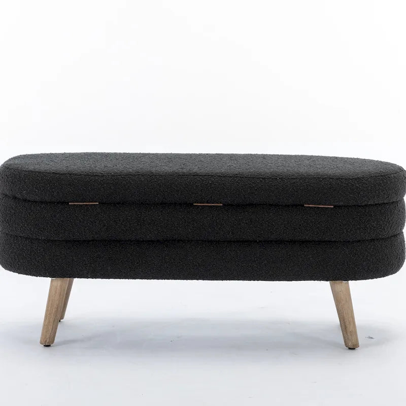 Banc de rangement pour chambre à coucher avec pieds en bois