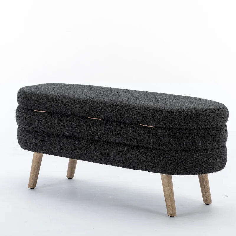 Banc de rangement pour chambre à coucher avec pieds en bois