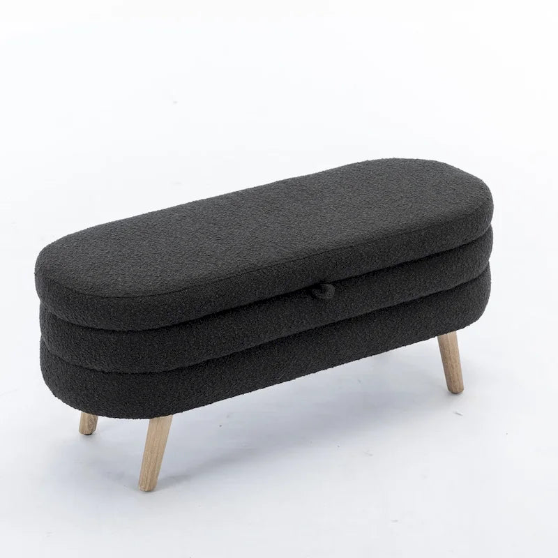 Banc de rangement pour chambre à coucher avec pieds en bois