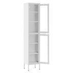 Armoire métallique blanche de 71 pouces à deux portes vitrées
