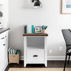 Classeur moderne de style « farmhouse » avec 1 tiroir, 56 cm, aucun assemblage requis, fini deux tons