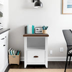 Classeur moderne de style « farmhouse » avec 1 tiroir, 56 cm, aucun assemblage requis, fini deux tons