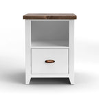 Classeur moderne de style « farmhouse » avec 1 tiroir, 56 cm, aucun assemblage requis, fini deux tons