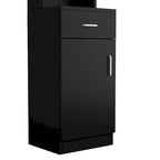 Meuble de Coiffeur sur Pied MDF Noir 5 Compartiments 1 Tiroir 1 Porte