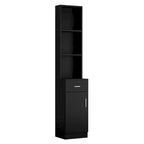 Meuble de Coiffeur sur Pied MDF Noir 5 Compartiments 1 Tiroir 1 Porte