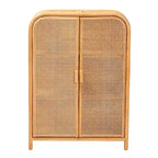 Meuble de rangement 2 portes en rotin miel clair bohème moderne