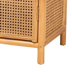 Meuble de rangement 2 portes en rotin miel clair bohème moderne