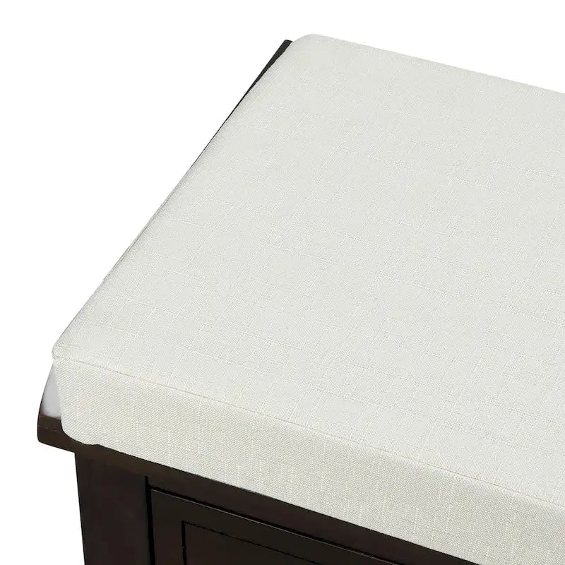 Banc de rangement expresso avec 3 tiroirs et 3 paniers en rotin