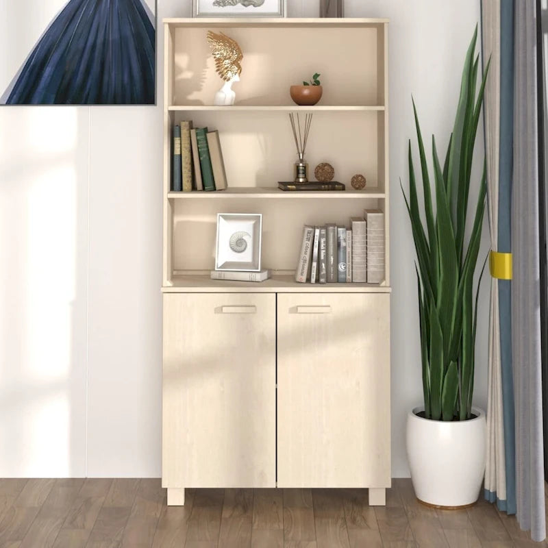 Étagère bibliothèque à tiroirs avec étagères de rangement Pin massif - 33,5 x 13,8 x 70,9