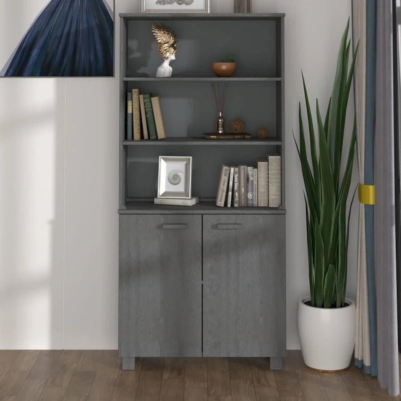 Étagère bibliothèque à tiroirs avec étagères de rangement Pin massif - 33,5 x 13,8 x 70,9