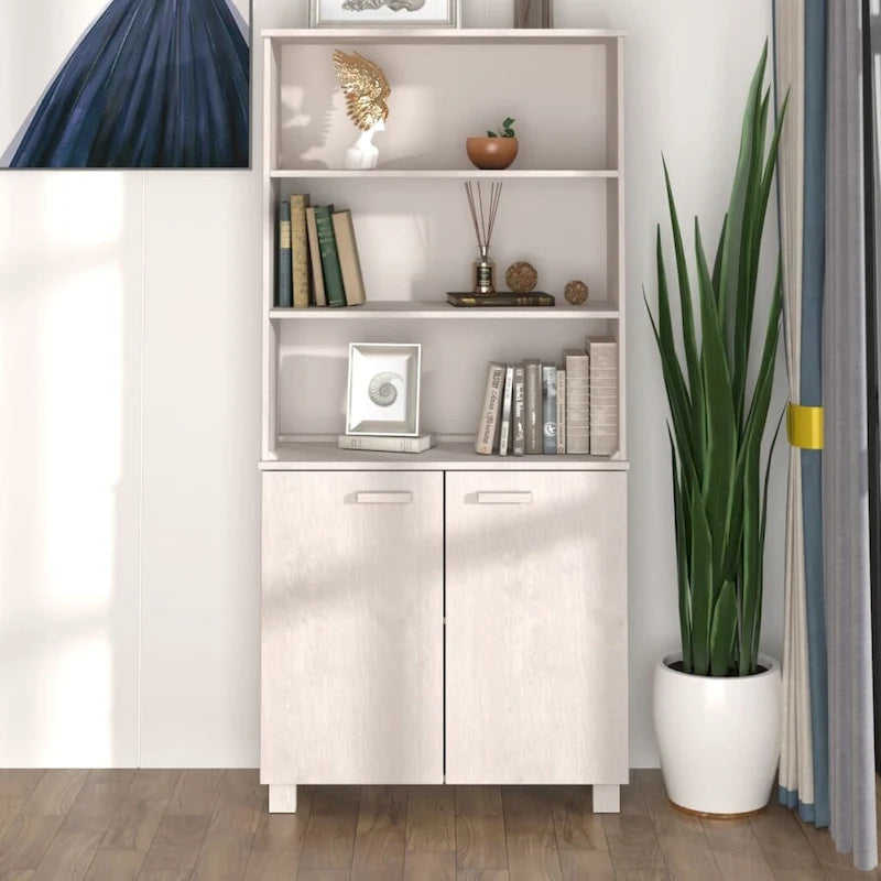 Étagère bibliothèque à tiroirs avec étagères de rangement Pin massif - 33,5 x 13,8 x 70,9