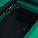Banc de rangement ottoman en velours capitonné Morden, élégant repose-pieds avec accoudoirs roulés et pieds en fer pour chambre, couloir
