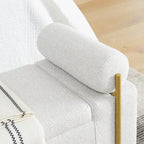 Banc de rangement ottoman en velours capitonné Morden, élégant repose-pieds avec accoudoirs roulés et pieds en fer pour chambre, couloir
