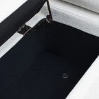 Banc de rangement ottoman en velours capitonné Morden, élégant repose-pieds avec accoudoirs roulés et pieds en fer pour chambre, couloir