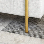 Banc de rangement ottoman en velours capitonné Morden, élégant repose-pieds avec accoudoirs roulés et pieds en fer pour chambre, couloir