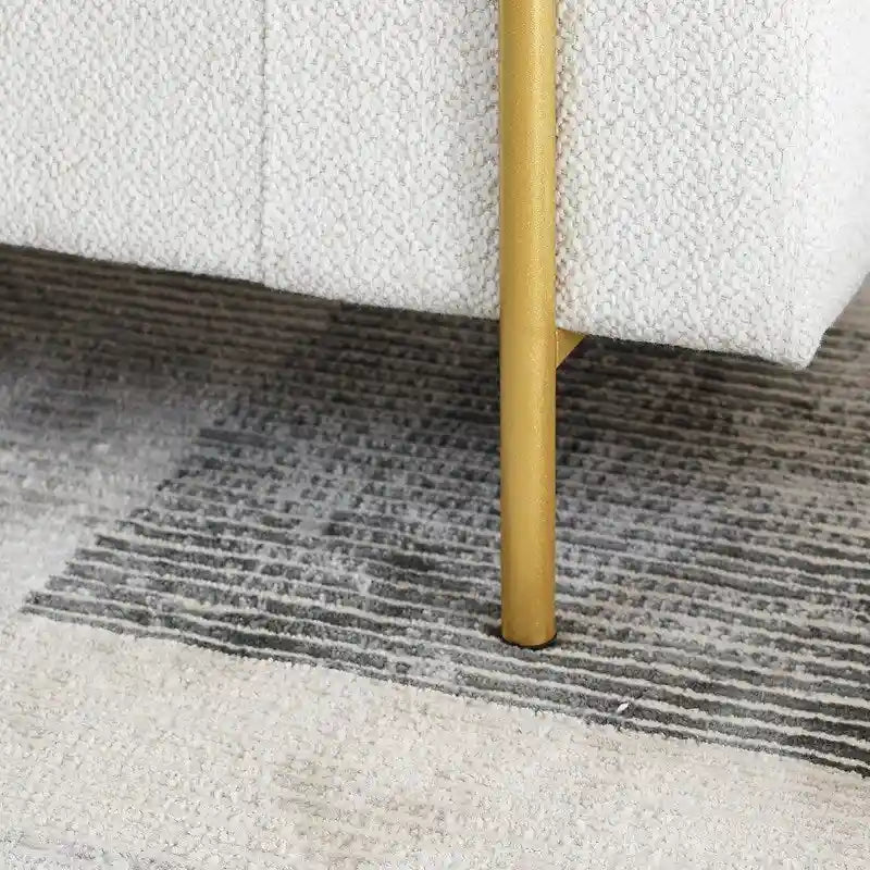 Banc de rangement ottoman en velours capitonné Morden, élégant repose-pieds avec accoudoirs roulés et pieds en fer pour chambre, couloir