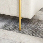 Banc de rangement ottoman en velours capitonné Morden, élégant repose-pieds avec accoudoirs roulés et pieds en fer pour chambre, couloir
