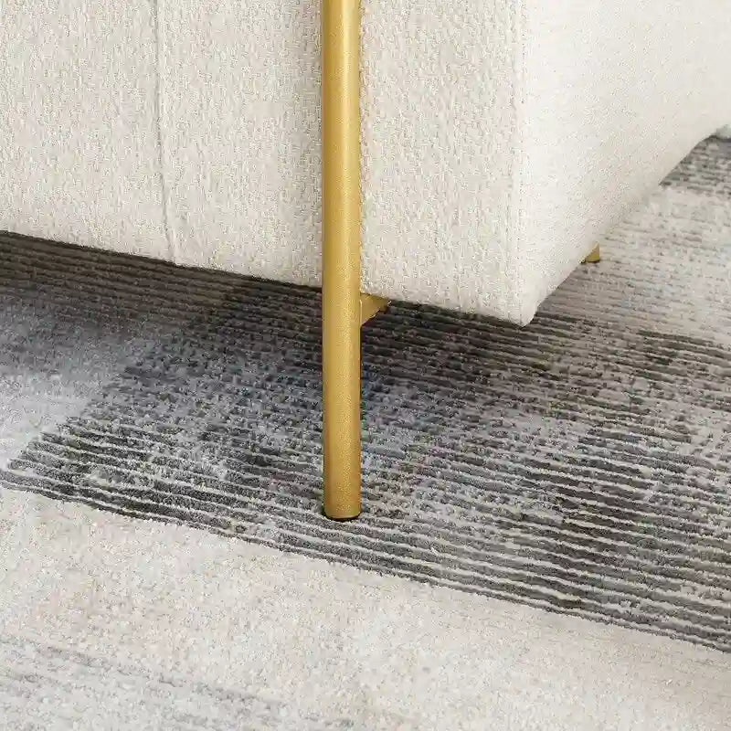 Banc de rangement ottoman en velours capitonné Morden, élégant repose-pieds avec accoudoirs roulés et pieds en fer pour chambre, couloir