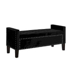 Banc de rangement capitonné avec garniture cloutée et accoudoirs