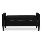 Banc de rangement capitonné avec garniture cloutée et accoudoirs