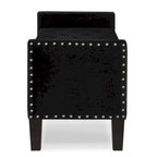 Banc de rangement capitonné avec garniture cloutée et accoudoirs