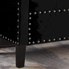 Banc de rangement capitonné avec garniture cloutée et accoudoirs