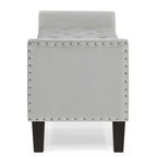 Banc de rangement capitonné avec garniture cloutée et accoudoirs