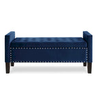 Banc de rangement capitonné avec garniture cloutée et accoudoirs