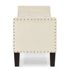Banc de rangement capitonné avec garniture cloutée et accoudoirs