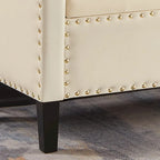 Banc de rangement capitonné avec garniture cloutée et accoudoirs