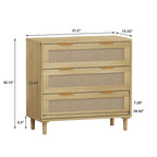 Commode 3 tiroirs en rotin avec tiroirs en rotin, pour chambre à coucher, salon, salle à manger, couloirs