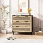 Commode 3 tiroirs en rotin avec tiroirs en rotin, pour chambre à coucher, salon, salle à manger, couloirs